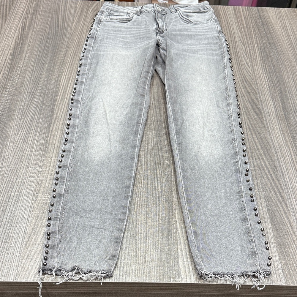 Zara Gray Ankle Jeans with Stud Details